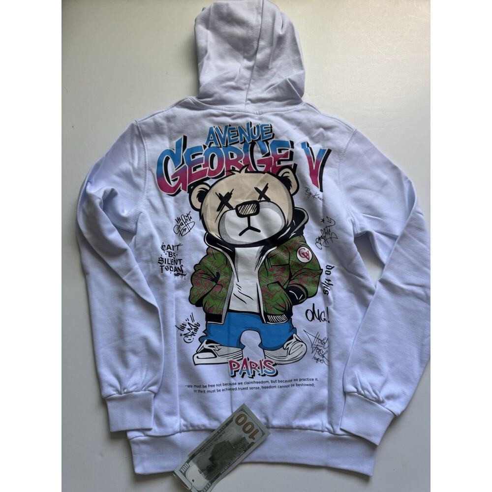 Men AVENUE GEORGE V PARIS Bear Hoodie Small